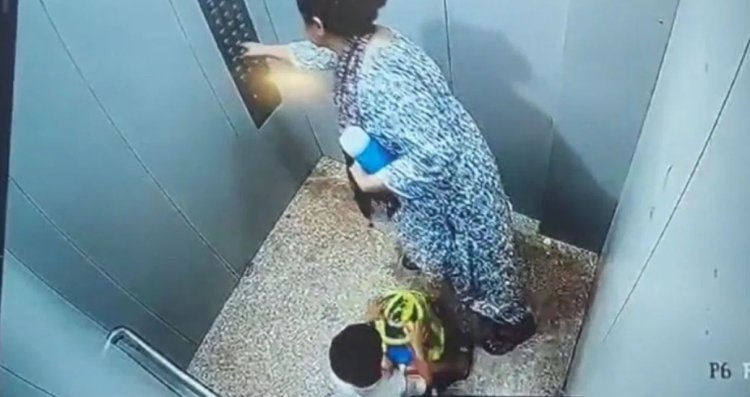 देर रात , बच्चे के साथ लिफ्ट में फंसी महिला… लिफ्ट खराब होने की शिकायत पुलिस से की गई