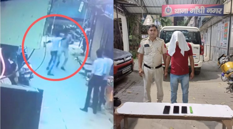 मोबाइल चोर ने पुलिस पर किया ब्लेड से हमला, चोर को पकड़ते वक्त की घटना...