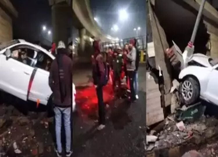 नोएडा में बड़ा हादसा, तेज रफ्तार ऑडी शौचालय से टकराई, पांच लोग घायल
