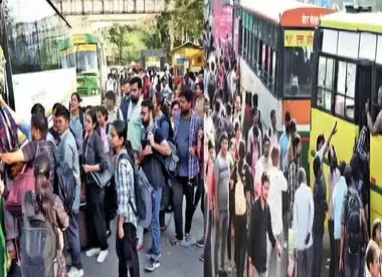 नोएडा के बस अड्डों पर भारी भीड़, कल नहीं चलेंगी पूर्वांचल और बिहार की स्लीपर बसें